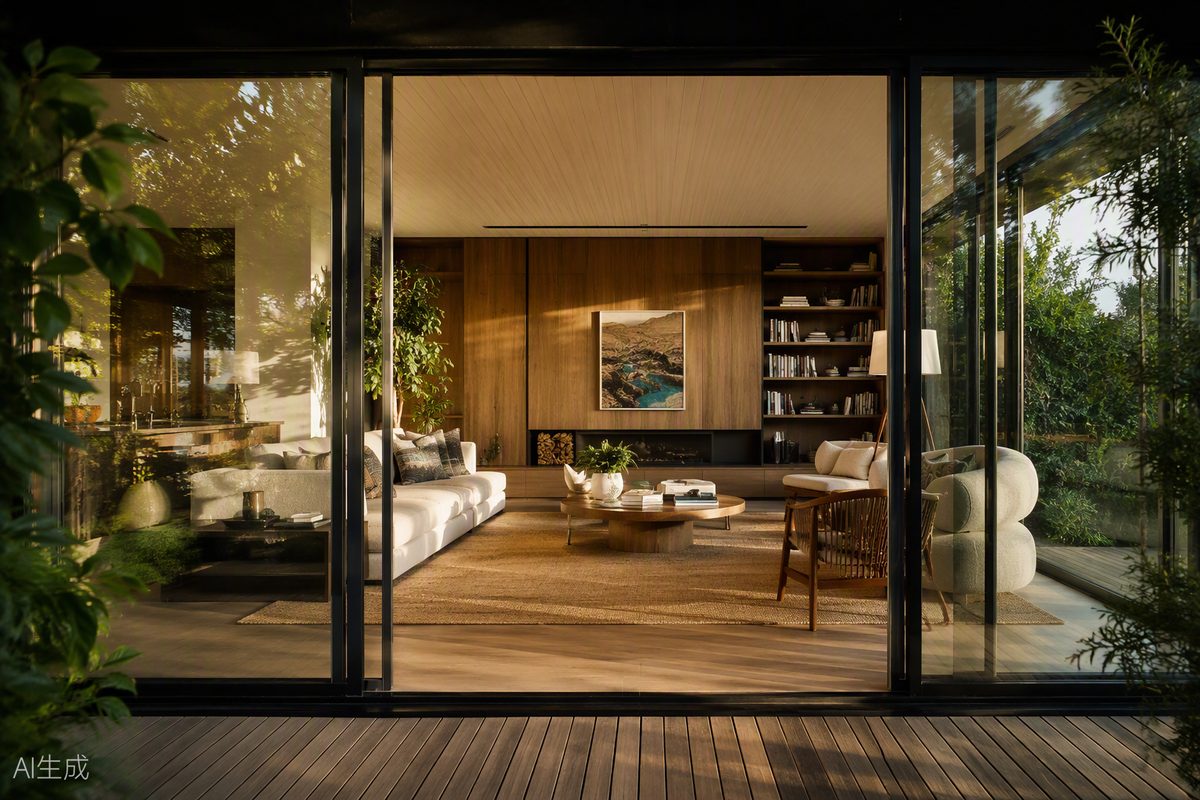 Steel framed glass door interior